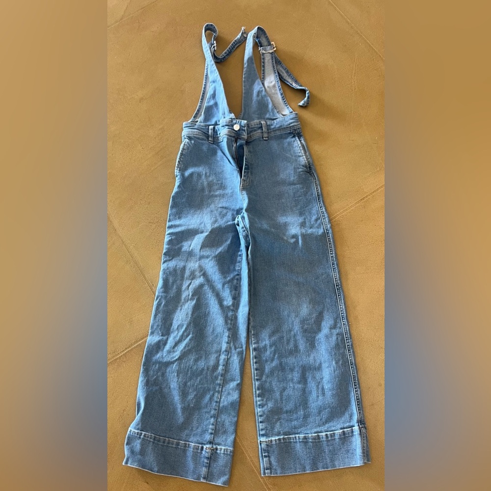 Free People Light Blue Denim Wide-Leg Jumpsuit - Picture 3 of 9